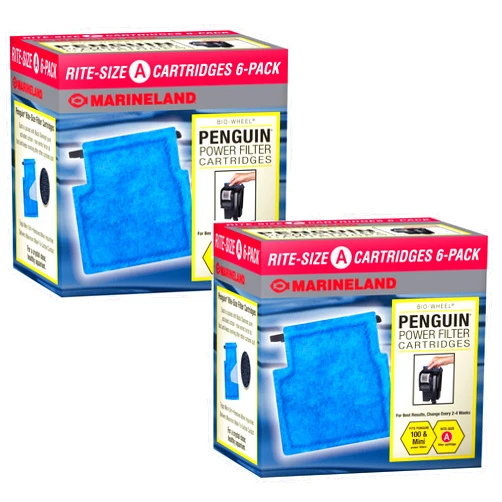 Marineland Rite-Size A Cartridge Refills, 12-Pack (2 Packs with 6 Filters per Pack), Aquarium Penguin Power Filter Cartridges