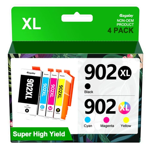 Gagalay 902XL Ink Cartridges for HP Printers Replacement for HP 902XL Ink Cartridges Combo Pack HP902XL Works for OfficeJet 6958 6962 6950 Pro 6978 6968 6975 Printer T0A39AN 4-Pack, Cyan Magenta Yellow Black