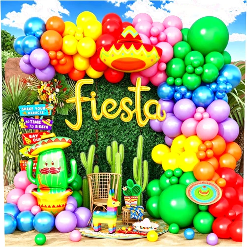 MAJUSTA 157PCS Cinco de Mayo Fiesta Balloon Arch Kit-Fiesta Balloons Garland for Mexican Fiesta Party Decorations Hawaii Tropical Luau Birthday Party Cactus Taco Carnival Balloons (Mexico)