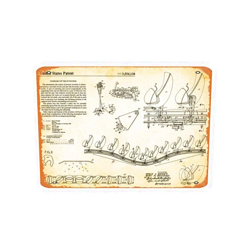 Ysirseu Vintage Omnimover (Haunted Mansion & Spaceship Earth) Patent Art Vintage Tin Sign 8X12 inches,Metal Sign Retro Art Wall Decor for Home Cafes Office Store Karaoke Pubs Club Sign Gift Plaque.