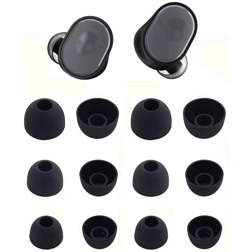Rqker Ear Tips Compatible with Skullcandy Sesh Indy Earbuds, 6 Pairs S/M/L Sizes Soft Silicone Ear Tips Earbud Covers Eartips Earbuds Replacement Tips, Compatible with Skullcandy Evo Sesh, Black sml