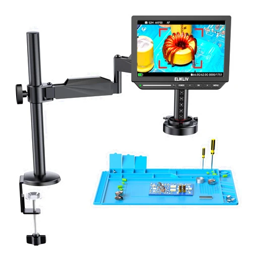 Elikliv Autofocus 4K HDMI Digital Microscope, EM4K-AF Flex Arm Soldering Microscope for Adults, 10.1