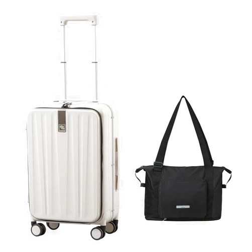 Hanke Carry On Suitcase with Wheels and Expandable Foldable Travel Duffel Bag with Luggage Strap.