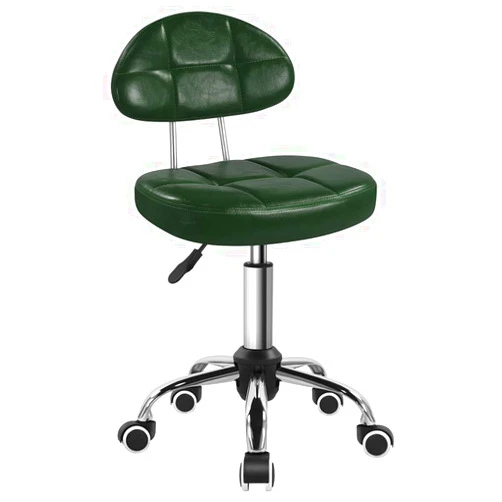 BFTOU Square Minimalist Swivel Stool with Wheel Perfect for Work SPA Shop Massage Height-Adjustable and Cost-Effective Rolling Stool Chair with Back (Green)