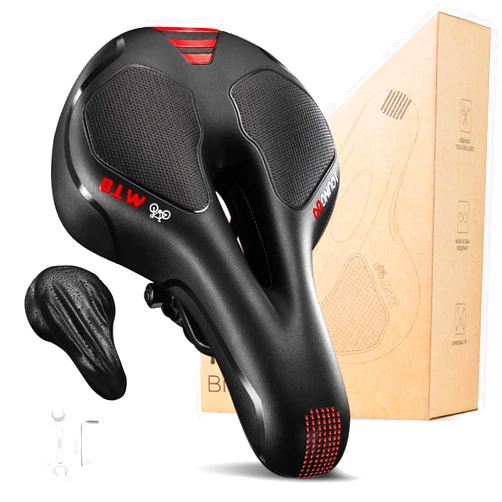 YOUNGDO Bike Seat, Bicycle Saddle Comfortable Soft Wide Road Bike Gel Saddles,Breathable Mountain Bike Seat,Suitable for MTB Mountain Bike,Folding Bike,Road Bike,Spinning Bike, Exercise Bikes