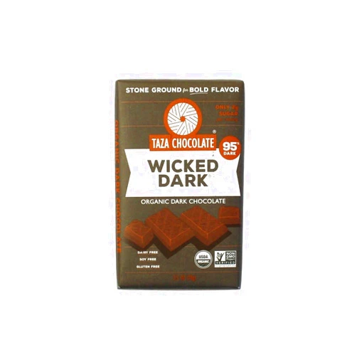 Taza Chocolate Organic Amaze Bar 95% Stone Ground, Wicked Dark, 2.5 Ounce (1 Count), Vegan Wicked Dark Chocolate 1 Count (Pack of 1)