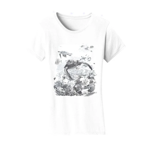 Gravity Trading Womens Aquatic Turtles Solar Changing Short-Sleeve T-Shirt