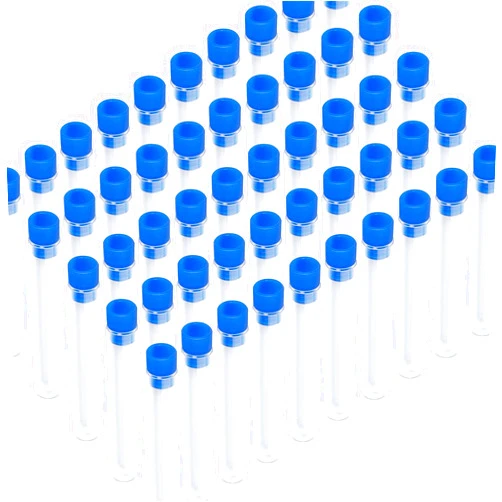Teenitor 50 Pack Clear Plastic Test Tubes with Blue Caps, 13×78mm, Great for Halloween Party