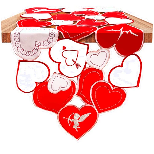 Arciveberg Valentines Day Table Runner with Embroidered Love Heart, Holiday Wedding Anniversary Valentine Day Table Decor (15.7*90 Inches)