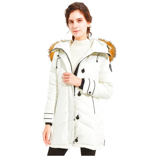 Orolay Women's Hooded Slim Puffer Jacket Quilted Mid Length Winter Down Coat