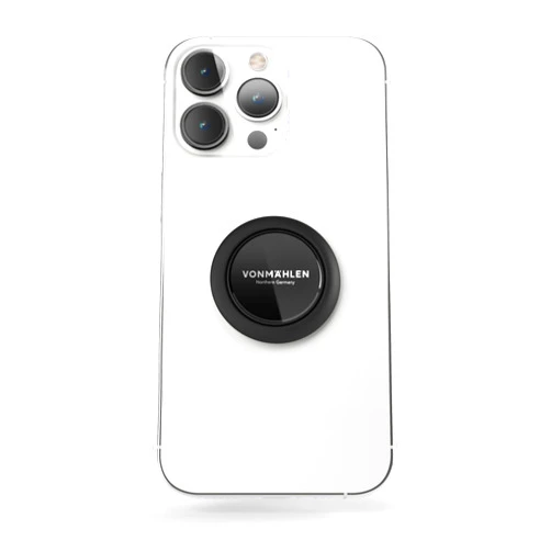 VONMÄHLEN Backflip Pure Mobile Phone Ring with Integrated Tripod Function Suitable for All Smartphones - Finger Holder Including Magnetic Holder for Car, Kitchen, Mirror etc. (Black)