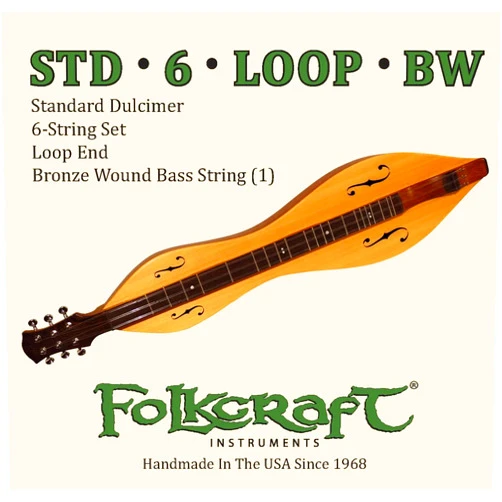 Folkcraft® Mountain Dulcimer String Set, Six String, Loop Ends (.011
