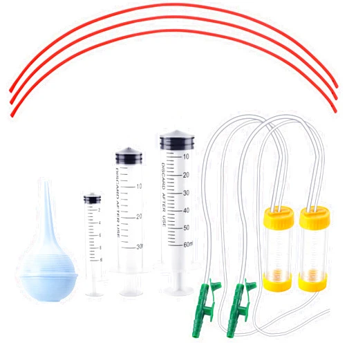 Jutom 9 Pieces Puppy Feeding Tube Kit Includes 8 FR Red Rubber Kitten Feeding Tubes 10 ml Clear Feeding Tube Syringes Bulb Syringe Feeding Tools for Small Animals Pet Supplies Feeding Measuring Watering