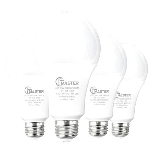 JIANGSILING A25 LED Light Bulb, 150W-200W Equivalent Light Bulbs, 23W 2700K Warm White, 2500 Lumens, Non-Dimmable LED Bulb, E26 Standard Base for Indoor and Outdoor, ETL Listed, 4-Pack