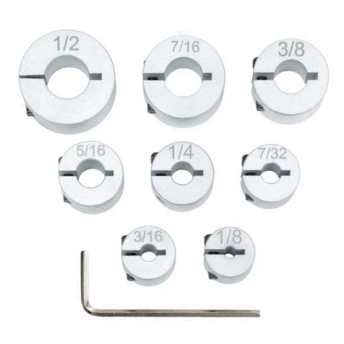 True Position Tools Professional Stop Collar Set - Drill Bit Depth Stop - 8 Piece Kit (1/2”, 7/16”, 3/8”, 5/16”, 1/4