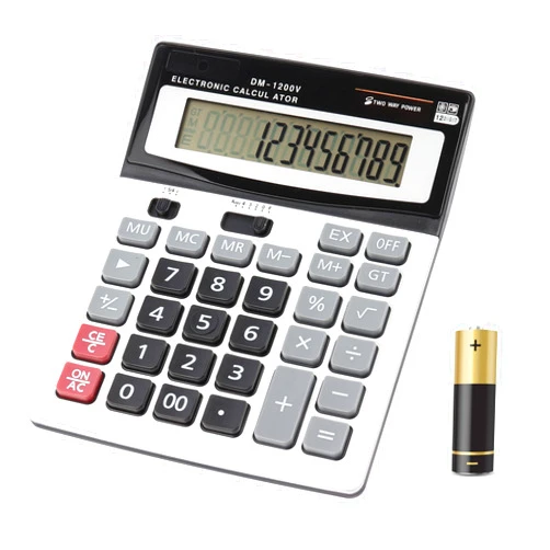 HIHUHEN Large Electronic Calculator Counter Solar & Battery Power 12 Digit Display Multi-Functional Big Button for Business Office School Calculating (1 x Calculator)