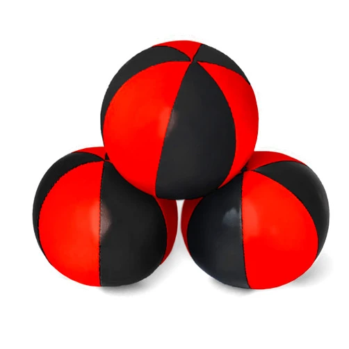GloFX Juggling Balls [Pack of 3] for Beginners to Advanced Jugglers - No Bounce Design - Durable Weighted Juggle Ball Kit - 2 Layer Construction - Soft and Easy Juggling Kit - Red & Black