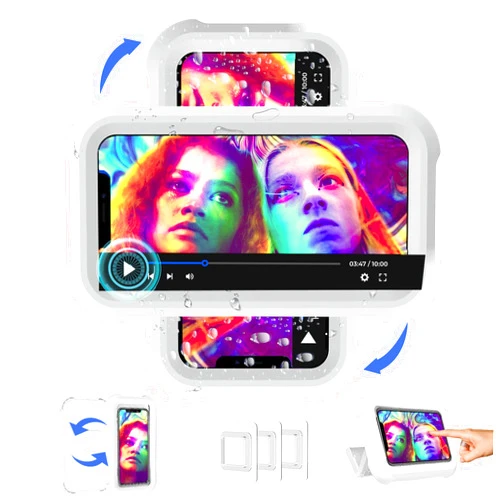 Spread Pixie Dust Shower Phone Case Holder Waterproof Upgraded Phone Shower Holder Wall Mount Bathroom TV Shower Gadget Shower Accessory Phone Mount iPhone Shower TV (Pure white)