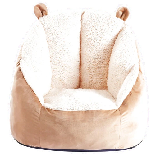 MOMCAYWEX Cute Soft Bean Bag Chair for Kids with Fluffy Bear Ears, Cozee Fluffy Lazy Chair for Up to 10 Years Old Girls and Boys