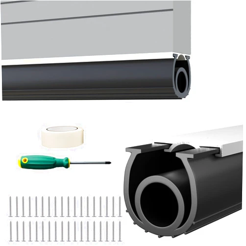 Symyda Universal Garage Door Seals Bottom Rubber Kit, 16.5 Ft Heavy-Duty U+O Ring Weatherproofing Garage Door Bottom Seal with Pre-drilled Aluminium Track Retainer Base Kit