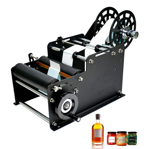Crenicelif Manual Bottle Labeling Machine, Bottle Label Applicator Adjustable Manual Round Labeling Machine for Bottle Diameter 0.78-4.72 in
