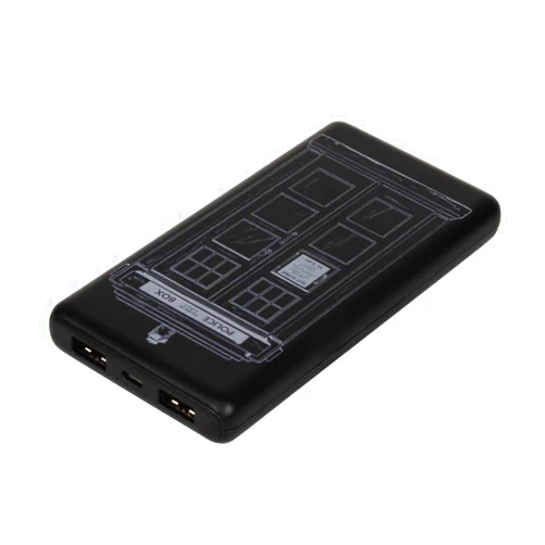 FAMETEK Doctor Who Phone Charger | Slim Pocket Sized 10,000mAh Power Bank with Tardis Design, 2 USB Outputs, 2.1A & 1A, Charges Two Devices, USB-A Charging, Phone and Tablet Backup Battery.