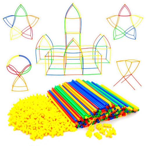 PicassoTiles 400pc Construction Toy Straw Building Set Children STEM Learning Interlocking Building Toys Creative Straw Connecting Builder Kits Early Education Kit for Kids Boys & Girls Ages 3+ PTS400