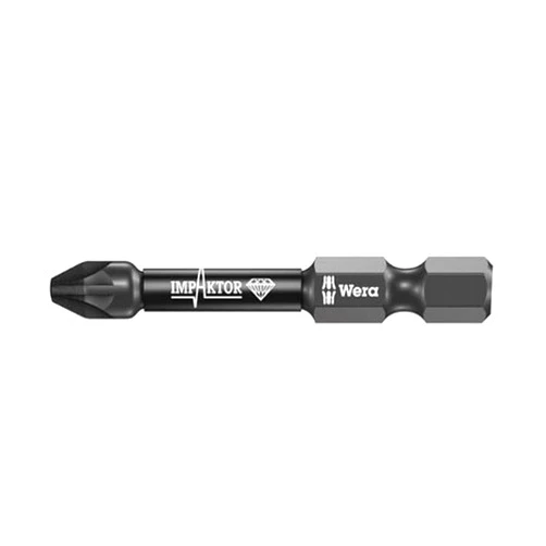 Wera - 5057661001 855/4 Diamond Coated Impaktor Screwdriver Bits for PZ 2 Pozidriv Screws, Pack of 5