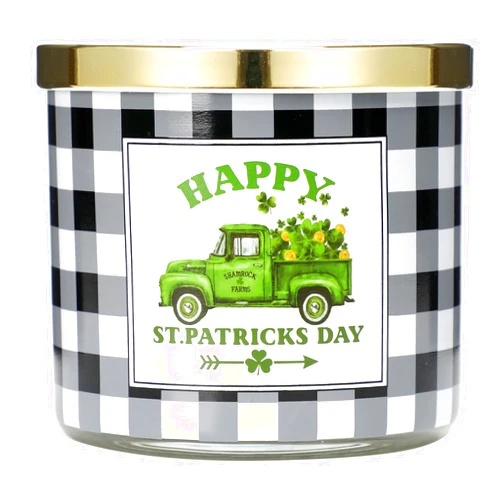 Maracco St. Patrick’s Day Eucalyptus Mint Scented Candle 3 Wicks Large Jar, 14 oz