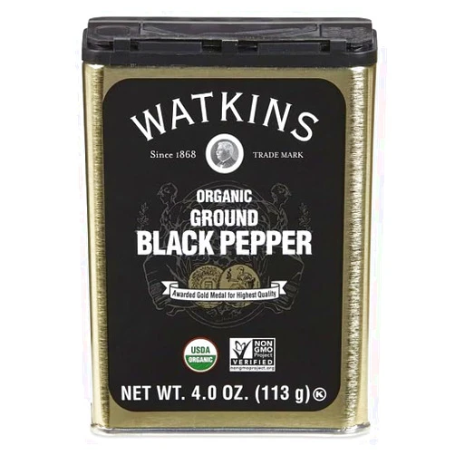 Watkins Gourmet Organic Spice Tin, Ground Black Pepper, 4 oz
