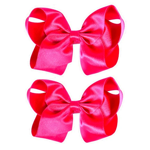 KCHIES Hot Pink Ribbon Hair Bow Barrettes Clips 4inch Sparkly Glitter Ribbon Bow-knot Alligator Pins Toddler Teen Girls Kids Birthday Party Dress Decor Accessory Valentines Gift