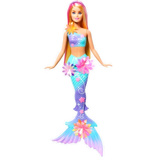 Barbie Mermaid Toy Dolls with Surprise Magic Blooming Flowers Feature, Ombre Tails, Pearl Headband Accessory & Long Blonde Hair with Pink Highlights