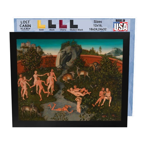 Lost Cabin art & decor Lost Cabin The Golden Age by Lucas the elder Cranach | Print Unframed | Fine Artwork Painting Reproduction | Framed Wall Art Decor Poster Gift | Image: 12x16 No Frame