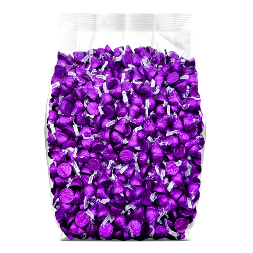 Yummy Chew Hershey Dark Chocolate Kisses Bulk Candy – Hershey Kisses in Purple Foil – Individually Wrapped Bulk Hersheys Kisses – 2 Pounds Bulk Party Candy Bag