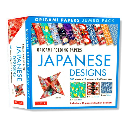 By Tuttle Studio (Editor) Origami Folding Papers Jumbo Pack: Japanese Designs: 300 Origami Papers in 3 Sizes (6 inch; 6 3/4 inch and 8 1/4 inch) and a 16-page Instructional Origami Book