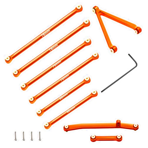 ZIWIJE Suspension Links Steering Links Set Aluminum for Axial SCX24 Gladiator AXI00005 (Orange)