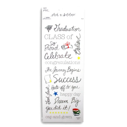 Stickabilities Graduation Handwritten Stickers for Journaling, Scrapbooking, Cardmaking, Arts & Crafts - 22 Pieces