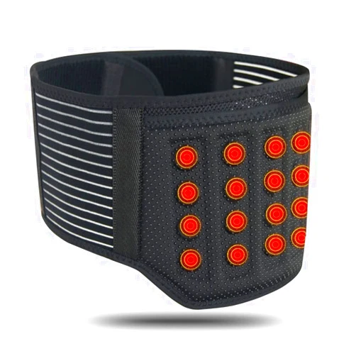 CUTPOIY Tourmaline Self-Heating Lumbar Support Belt Waist Lower Back Brace with 21 Magnets Release Heat for Back (Black-L)