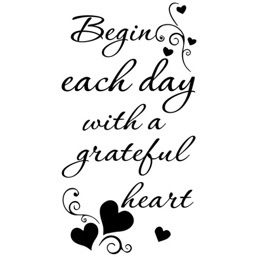 Fencosyn Begin Each Day with a Grateful Heart Vinyl Wall Decals Quotes Home Decor