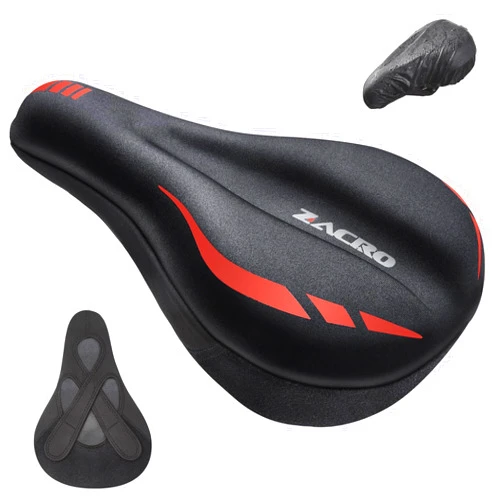 Zacro Bike Seat Cushion - Gel Padded Bike Seat Cover for Men & Women Comfort, Adjustable Velco Secure Bicycle Cushion, Upgraded Installation Fit with Peloton, Indoor & Outdoor Bicycle Saddle