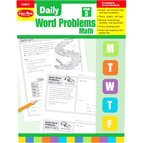 Evan Moor Evan-Moor Daily Word Problems, Grade 5, Homeschooling & Classroom Resource Workbook, Problem-Solving Real Life Math Skills, Reproducible Worksheet ... Fractions (Daily Word Problems Math)