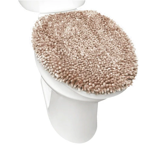 TOWN & COUNTRY BASICS Spa Step Noodle Solid Bathroom Toilet Lid Cover, Plush, Soft, and Absorbent, Machine Washable, Taupe, 18.5
