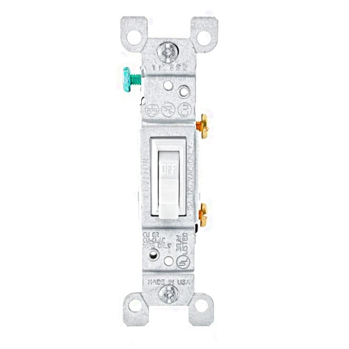 Leviton 1451-2WM 15 Amp, 120 Volt, Toggle Framed Single-Pole Ac Quiet Switch, Residential Grade, Grounding, 10-Pack, White