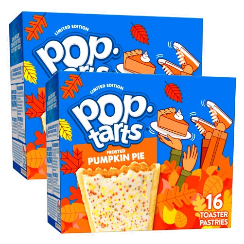 Generic Pop Tart Pumpkin Pie Frosted Flavor Toaster Pastry Snack Bundle - Value Pack Breakfast Meal with Friends Family Kids or Thanksgiving Gathering - SimplyComplete 2 Box, 32 ct