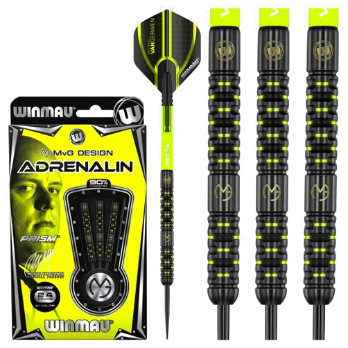 WINMAU Michael Van Gerwen MvG Adrenalin 24 Gram Tungsten Darts Set with Flights and Stems (Shafts)