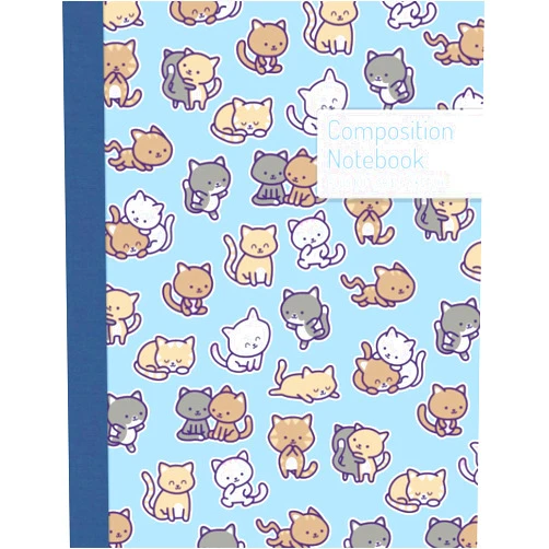 Loli Blah Composition Notebook - Cute Blue Kawaii Cats: College Ruled PLUS Dot Grid & Sketch Large 8.5 x 11 Inch Numbered Journal Pages