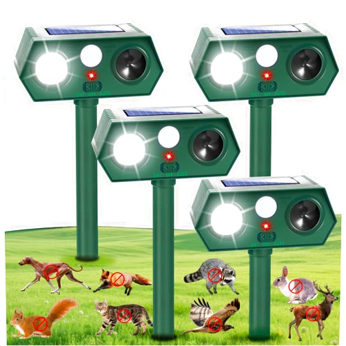 Jahy2Tech Cat Repellent Outddor, Deer Repellent Devices Solar Ultrasonic Animal Repeller Deterrent with Motion Detection&Flash Light to Keep Squirrel Dog Raccoon Rabbit Coyote Out of Yard Farm Garden((4)