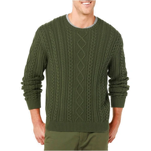 Amazon Essentials Men's Long-Sleeve 100% Cotton Fisherman Cable Crewneck Sweater