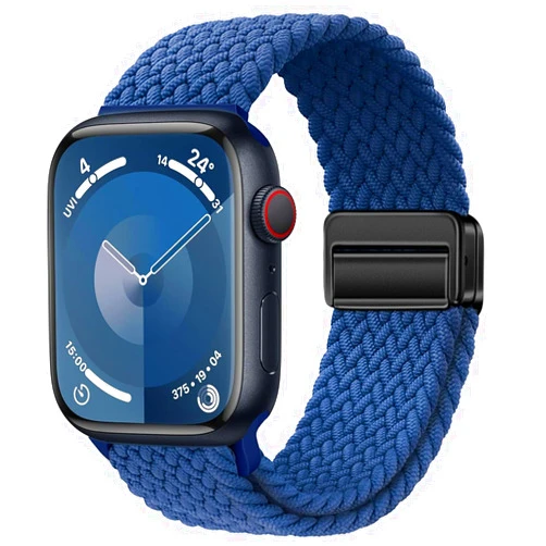 MroTech Sport Solo Loop Compatible with Apple Watch Band 41mm 40mm 38mm for Women and Men,Adjustable Magnetic Stretchy Nylon Braided Wristband for iWatch Series 9 8 7 SE SE2 6 5 4 3 2 1 Band,Blue