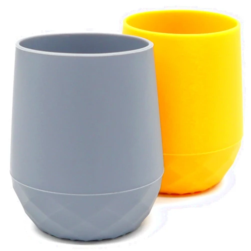Teensy peepsy 2 Pack Silicone Baby Cups 6-12 Months Infants, Open Cup for Baby Essentials, Unisex Baby Gift Training Cup Baby Led Weaning Supplies 2oz (Sunny Shade)